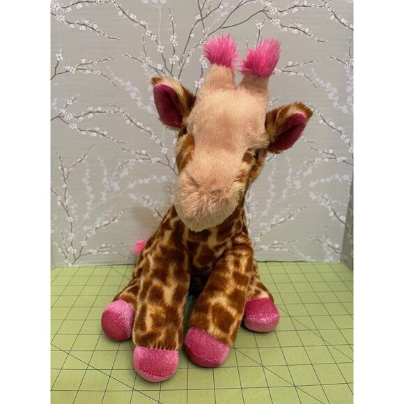 Destination Nation Giraffe Bean Plush 12" Sitting Brown Realistic Stuffed Animal - Picture 1 of 9